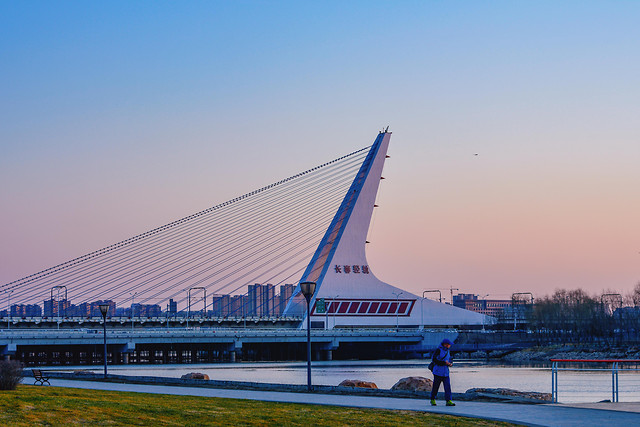 bridge-sky-river-city-sea picture material