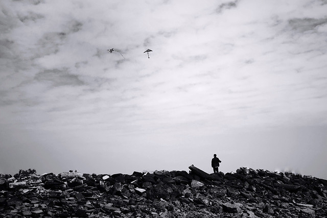 monochrome-people-landscape-beach-sky 图片素材