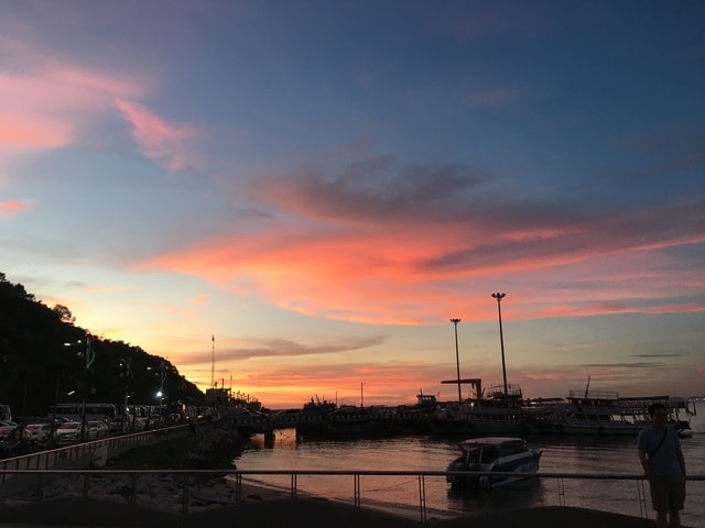 sunset-coconut-tree-sky-afterglow-cloud 图片素材