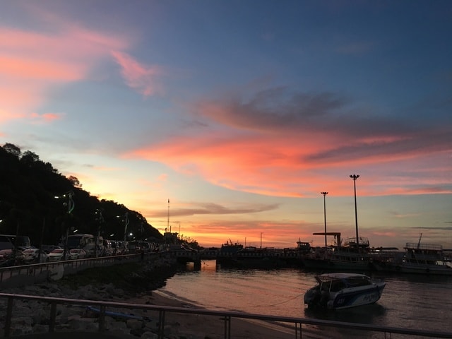 sunset-coconut-tree-sky-afterglow-cloud 图片素材