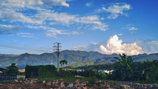 sky-mountain-cloud-tree-landscape picture material