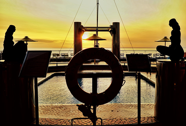 silhouette-sunset-sea-boat-sun 图片素材