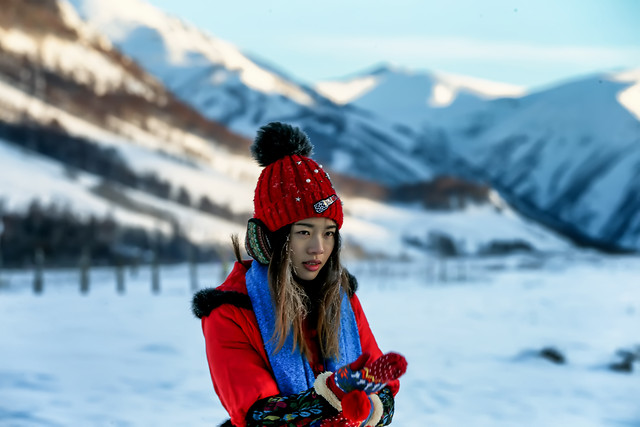 snow-winter-cold-outdoors-woman picture material