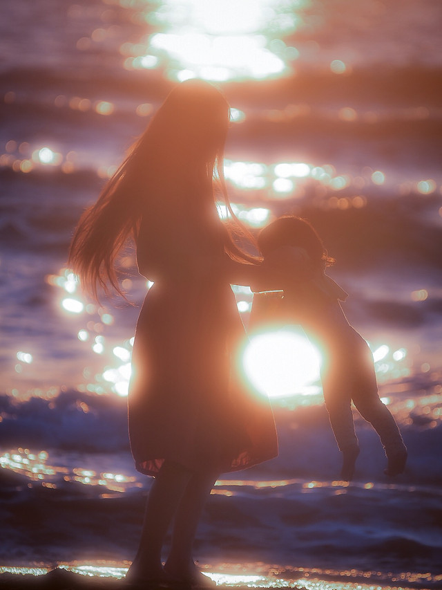 sunset-sun-water-beach-blur 图片素材