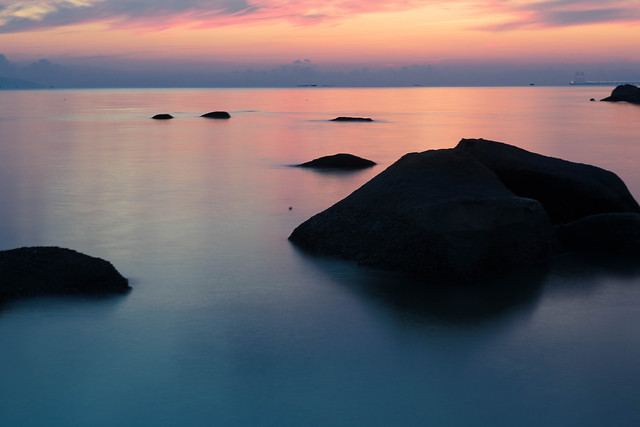 water-sea-reflection-sunset-sky picture material