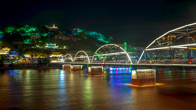 city-bridge-travel-water-evening picture material