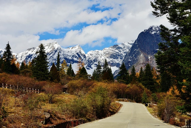 mountain-nature-sky-tree-winter 图片素材