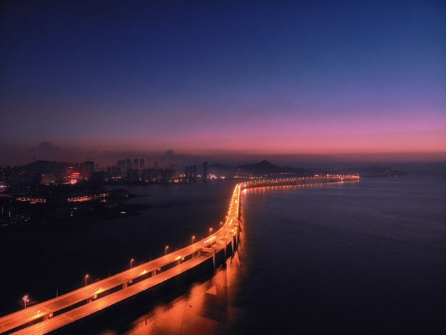 sky-dusk-sunset-city-sea 图片素材