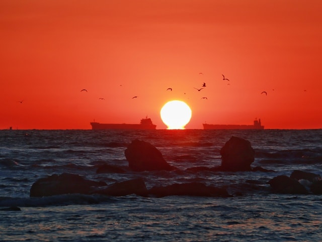 sea-sunset-sun-ocean-horizon 图片素材