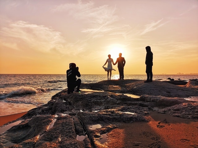 sea-sky-horizon-sunrise-shore picture material