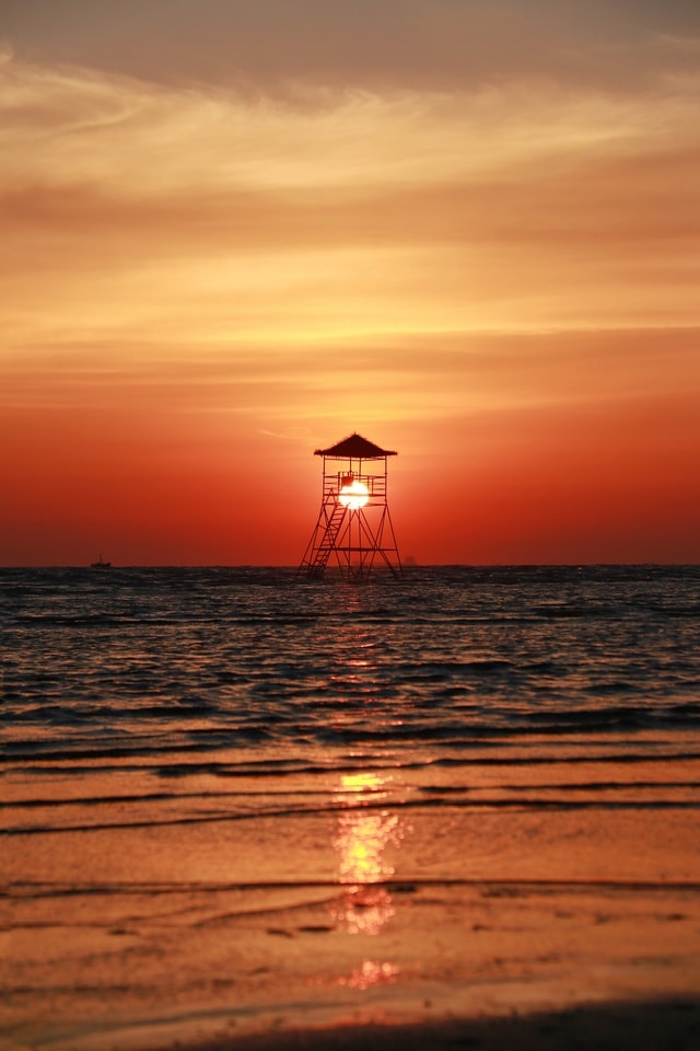 sea-sunset-sky-ocean-sun 图片素材