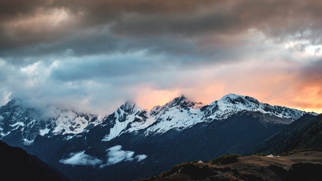 sky-mountain-snow-winter-dawn 图片素材