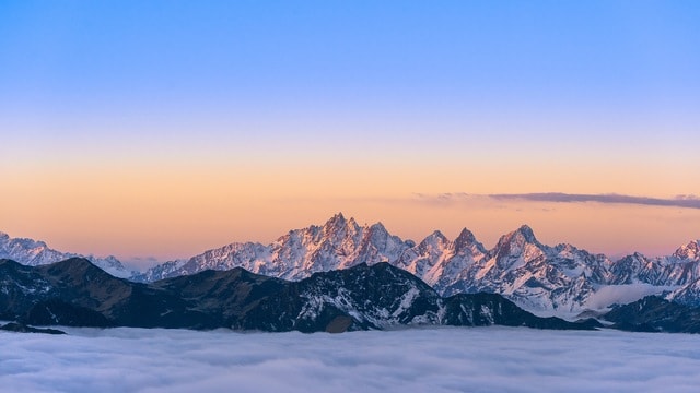 mountain-winter-sky-snow-dawn 图片素材