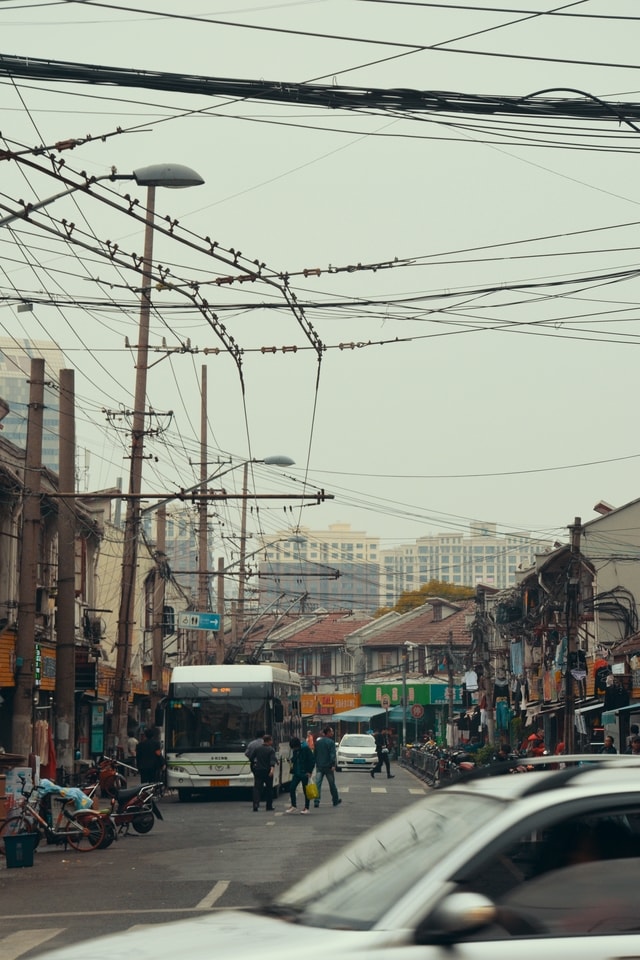 road-city-car-sky-street picture material