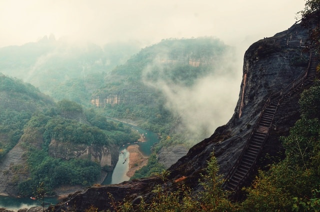 nature-mountain-sky-tree-mist picture material