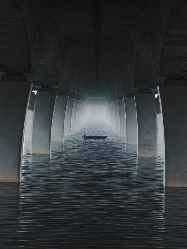 bridge-fog-water-architecture-reflection 图片素材