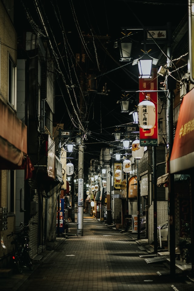 alley-street-night-town-urban-area picture material