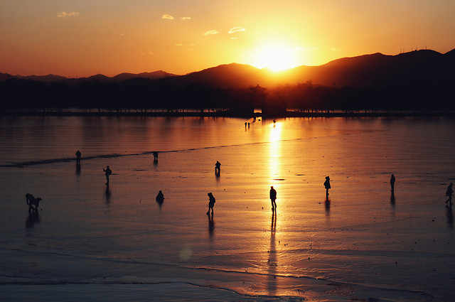 sunset-water-dawn-reflection-lake picture material