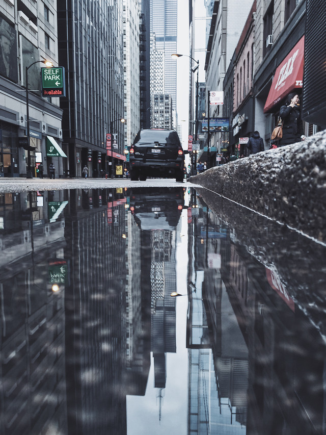 city-reflection-building-street-road picture material