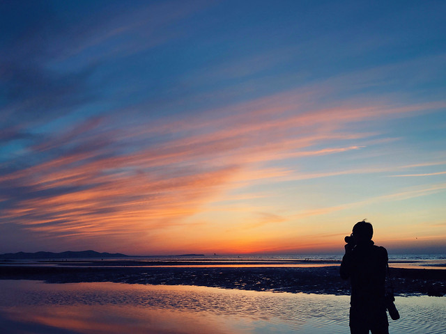 sunset-dawn-dusk-beach-water picture material