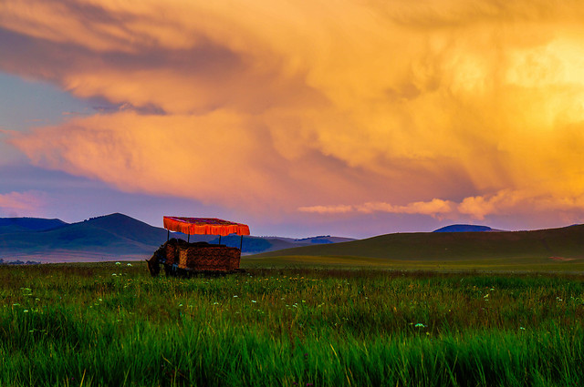 sunset-no-person-grassland-landscape-sky 图片素材