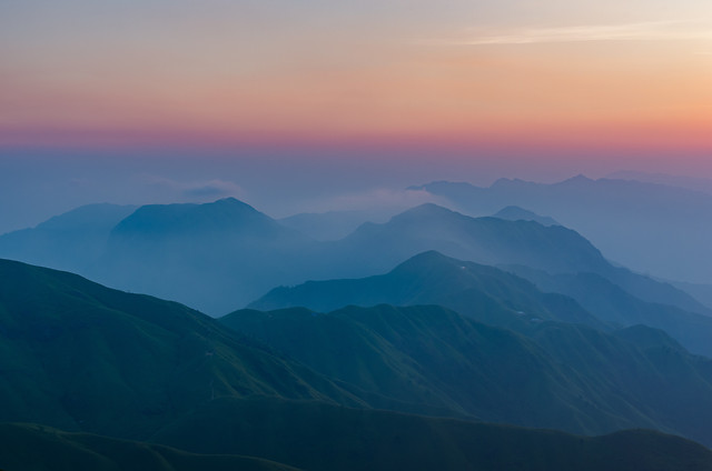 sky-mountain-dawn-mist-evening picture material