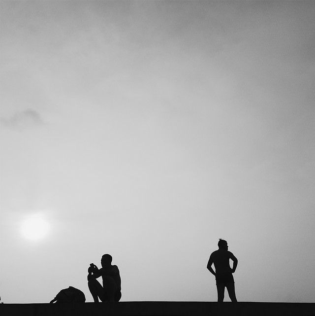 people-sunset-silhouette-sky-man picture material