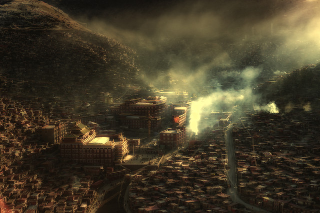 landscape-smoke-no-person-dawn-vehicle picture material