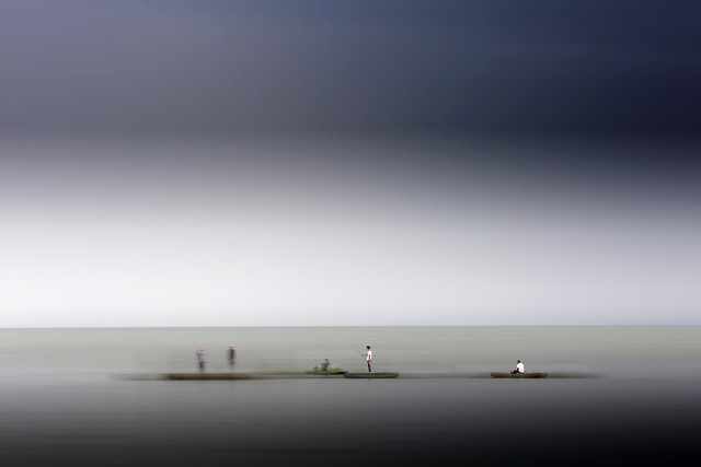 sunset-fog-water-sea-beach 图片素材