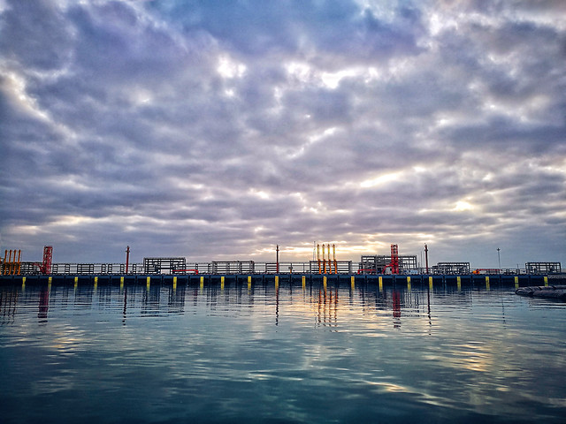 water-sunset-bridge-pier-sky 图片素材