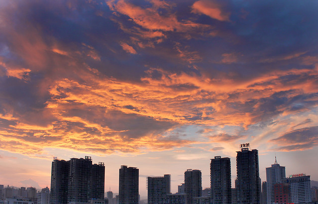 sunset-skyline-no-person-city-downtown picture material