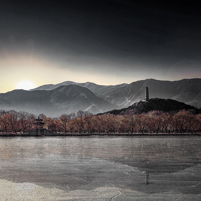snow-lake-mountain-landscape-water picture material