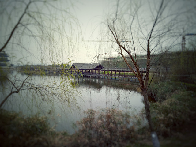 bridge-water-river-landscape-winter picture material