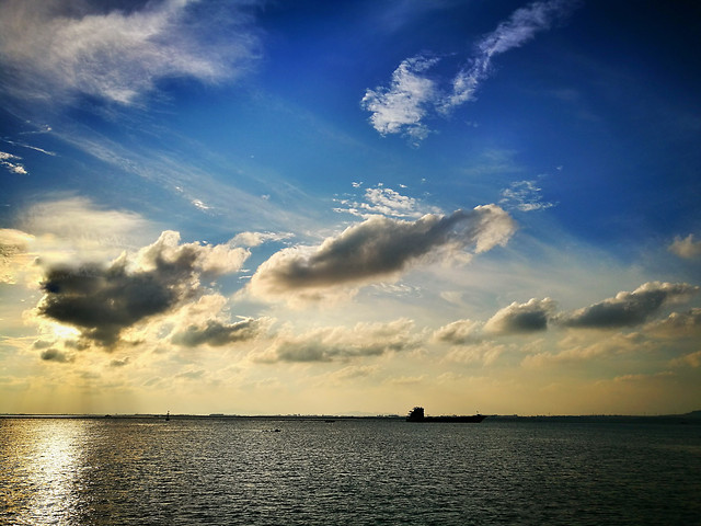 sunset-water-sky-dawn-sun picture material