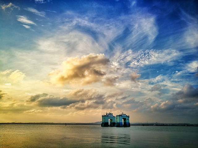 water-sunset-no-person-sky-sea picture material