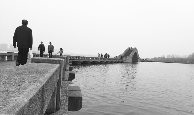 water-people-river-bridge-lake picture material