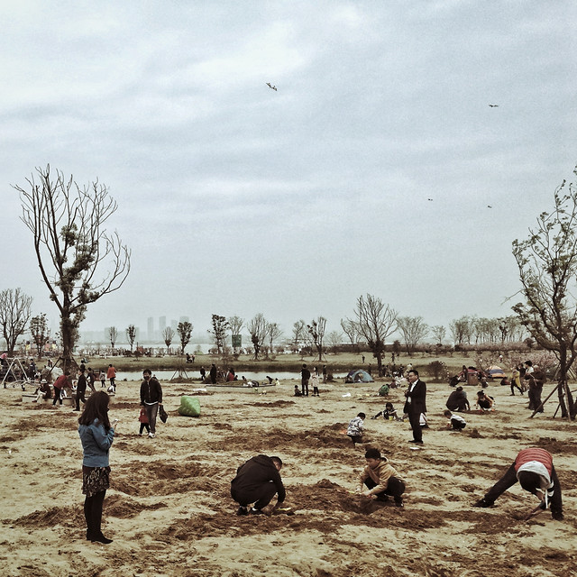 people-group-tree-winter-landscape picture material