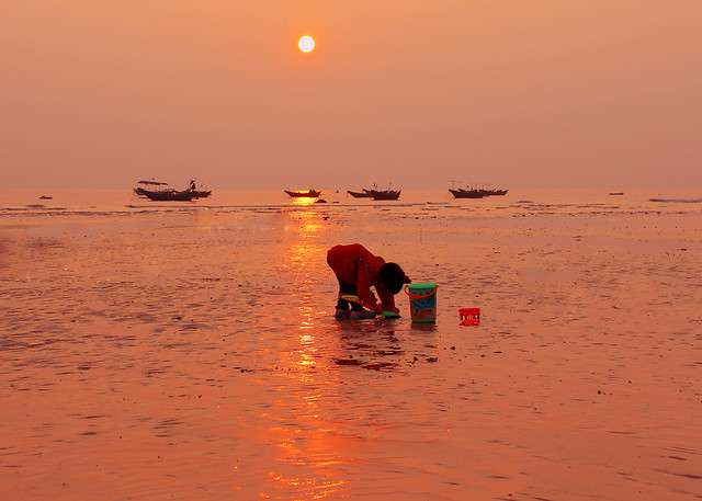 sunset-beach-water-dawn-sea 图片素材