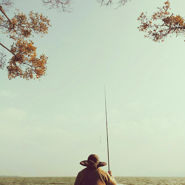 sky-sea-tree-water-people 图片素材
