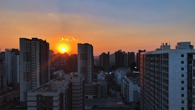 city-sunset-downtown-architecture-skyline picture material