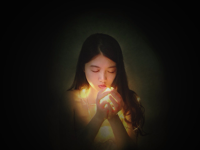 girl-light-flame-dark-woman picture material