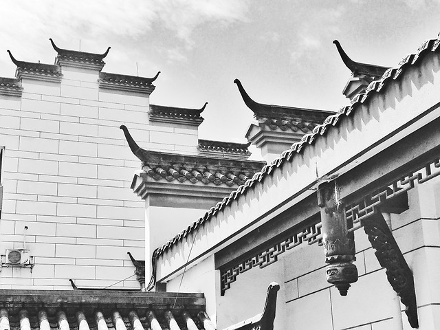 chinese-architecture-no-person-architecture-black-white-people picture material