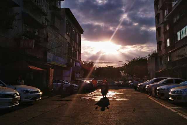 car-street-sky-flame-road picture material