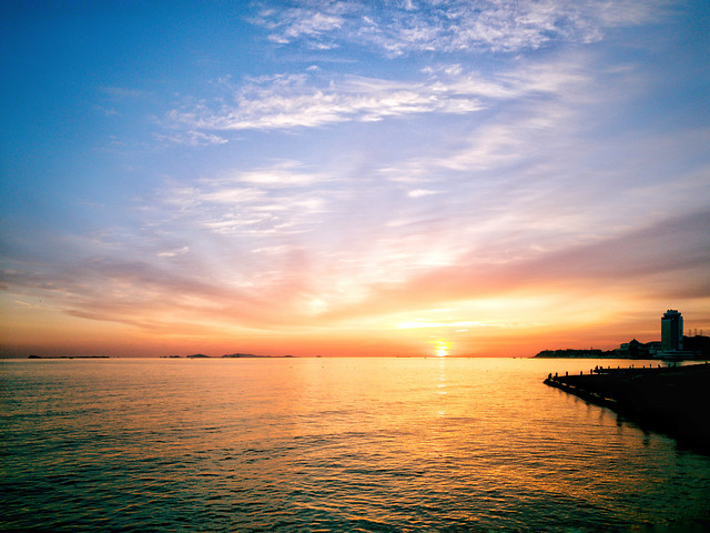 sunset-water-dawn-sun-dusk picture material