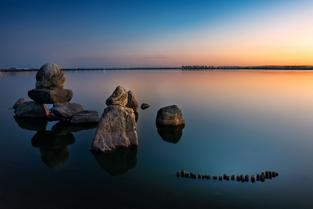 water-reflection-sunset-landscape-sea 图片素材