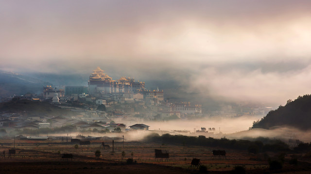sunset-no-person-dawn-travel-fog 图片素材