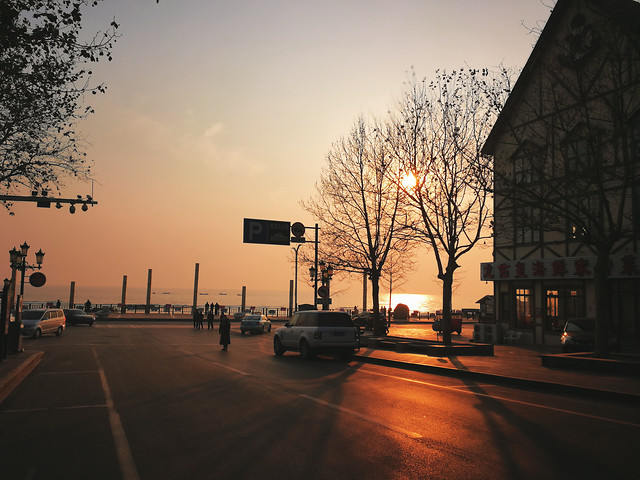 street-light-road-city-sunset 图片素材