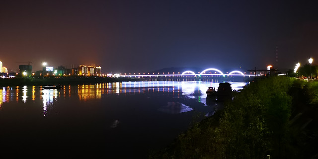 water-bridge-sunset-evening-city picture material