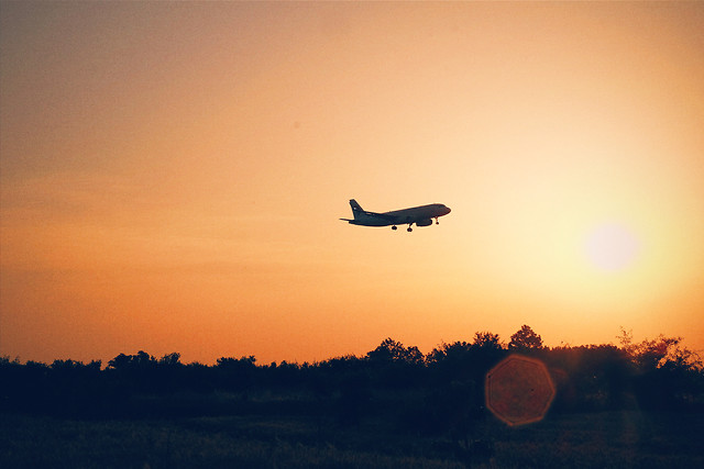airplane-aircraft-sunset-silhouette-dawn 图片素材