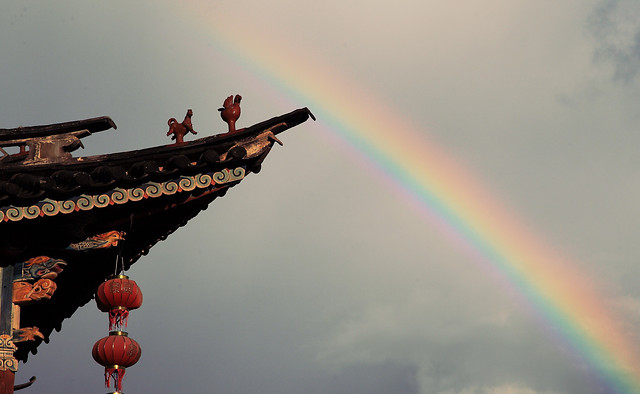 rainbow-no-person-sky-landscape-sunset 图片素材